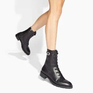 Stuart Weitzman Jeweled Buckle Combat Boots
